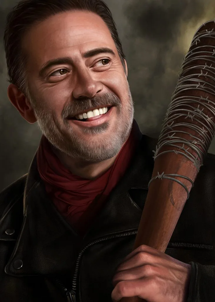 Retrato digital em tom sombrio com forte contraste realista